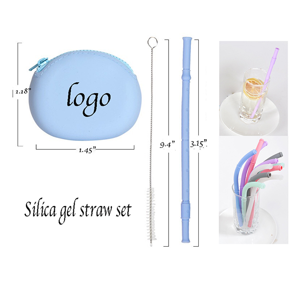 AIAZ217 Silicone bag straw set