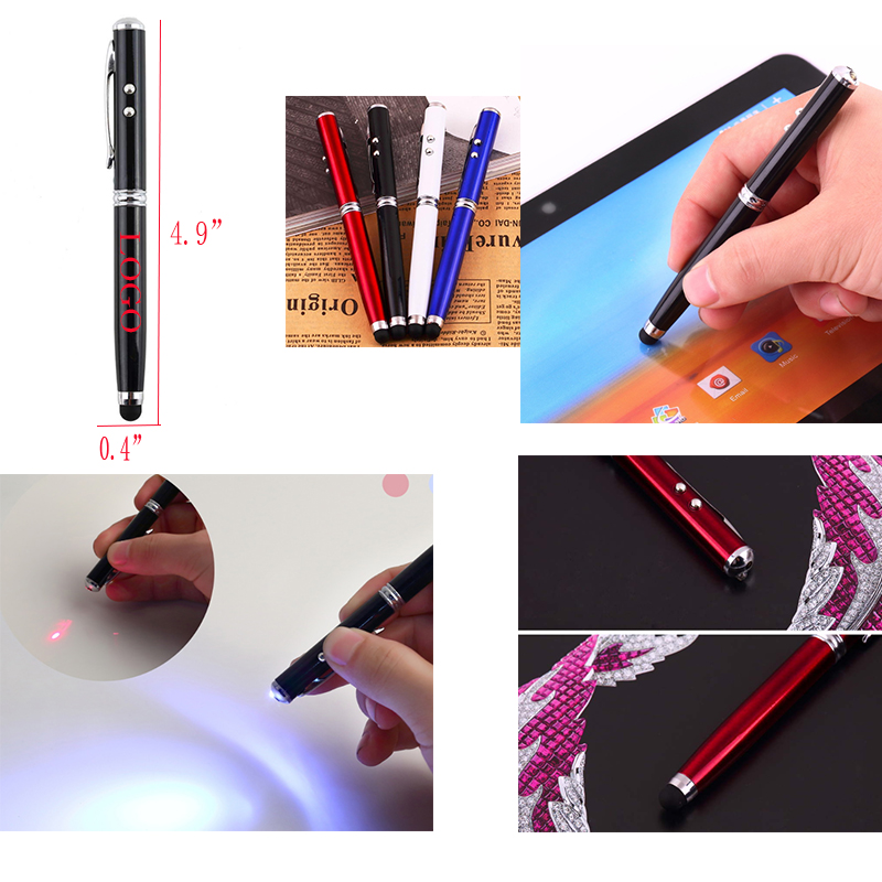  AIAZW383 / Wholesale Four in One Metal LED Lamp Ball Point Pen 