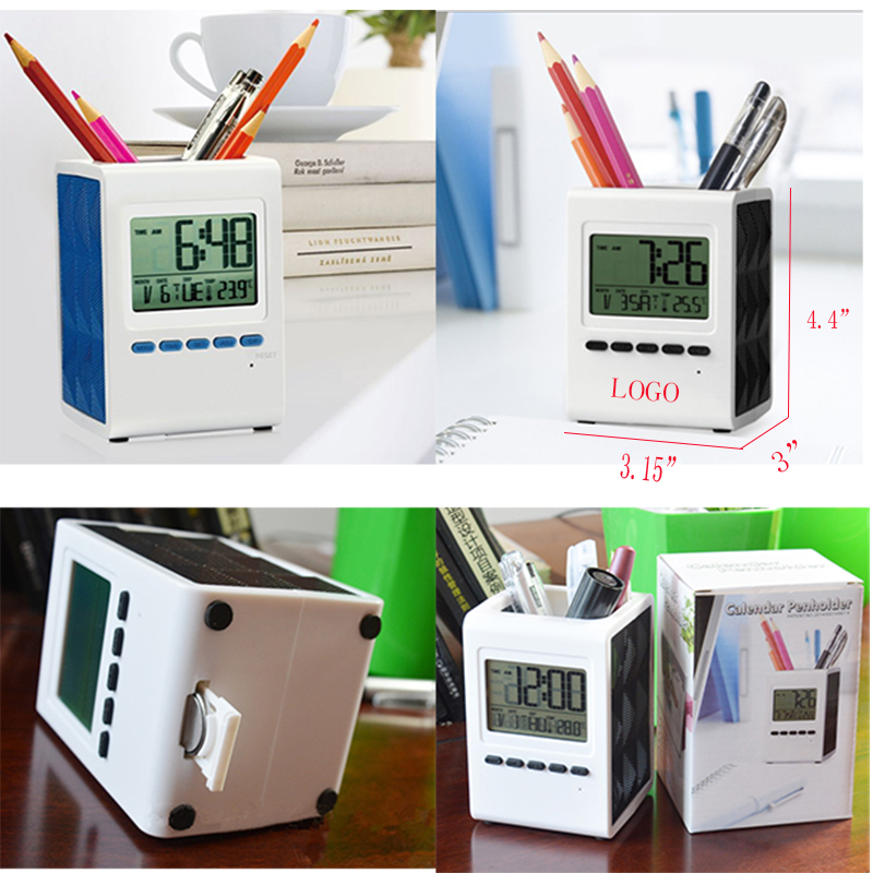 AIAZW392 / Creative Office Electronic Calendar Alarm Clock Pen Holder 