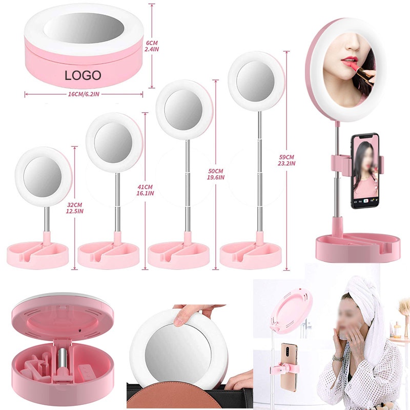 AIAZE316 / Portable Multipurpose 6 Inch LED Makeup Mirror with Ring Lig 