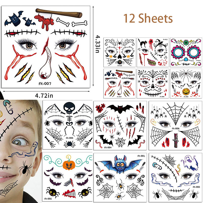  AIAZE036 / Halloween Temporary Face Tattoos 