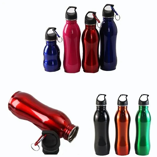 AIN2184 24 OZ Single Wall Metal Sport Water Bottle w/ Carabiner